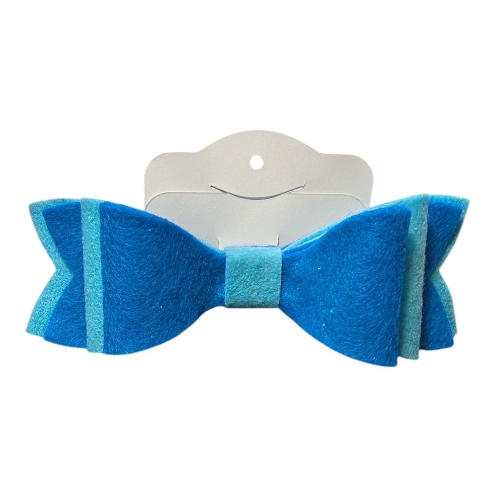 2 Tone Blue Felt Hair Bow Clip